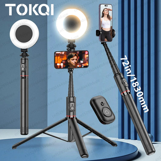 TOKQI Smartphone Tripod With Selfie Stick (ring light and microphone optional)