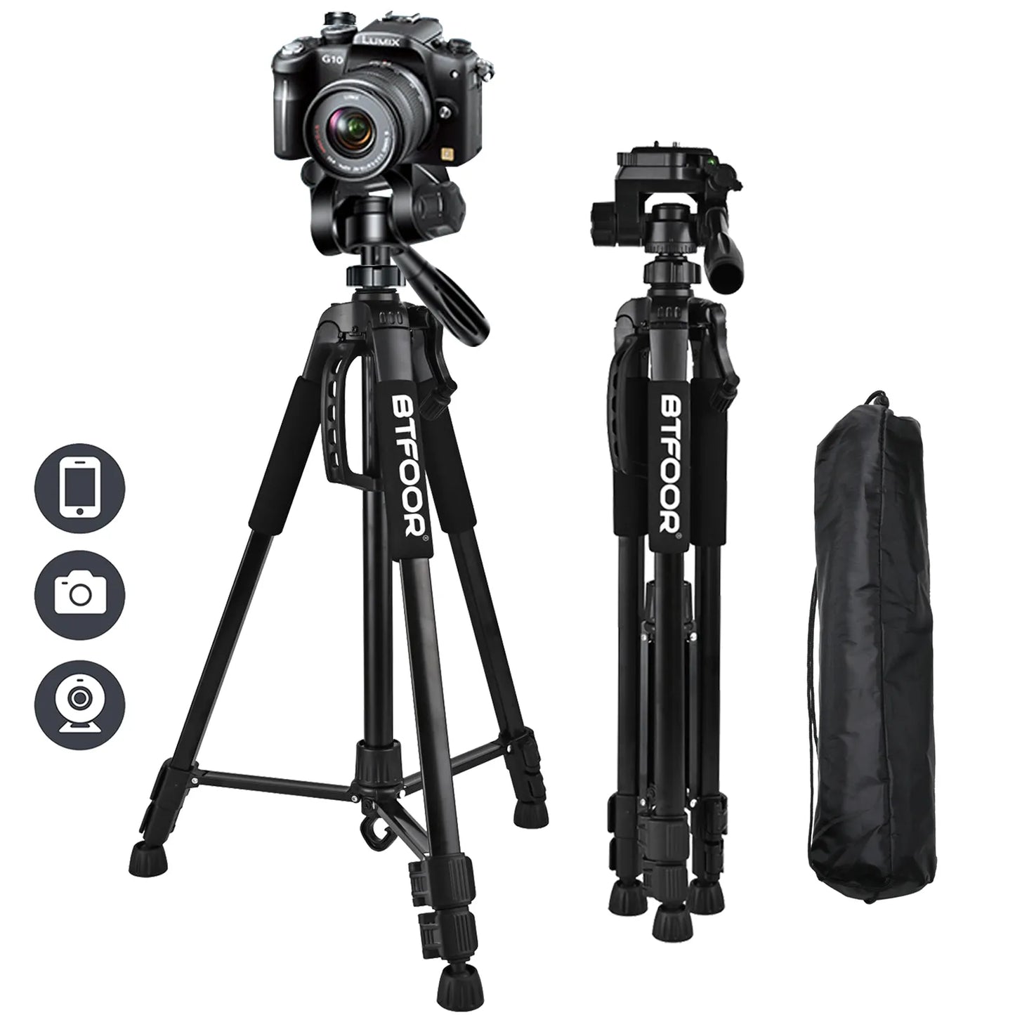 BTFOOR Camera And Phone Tripod 140CM