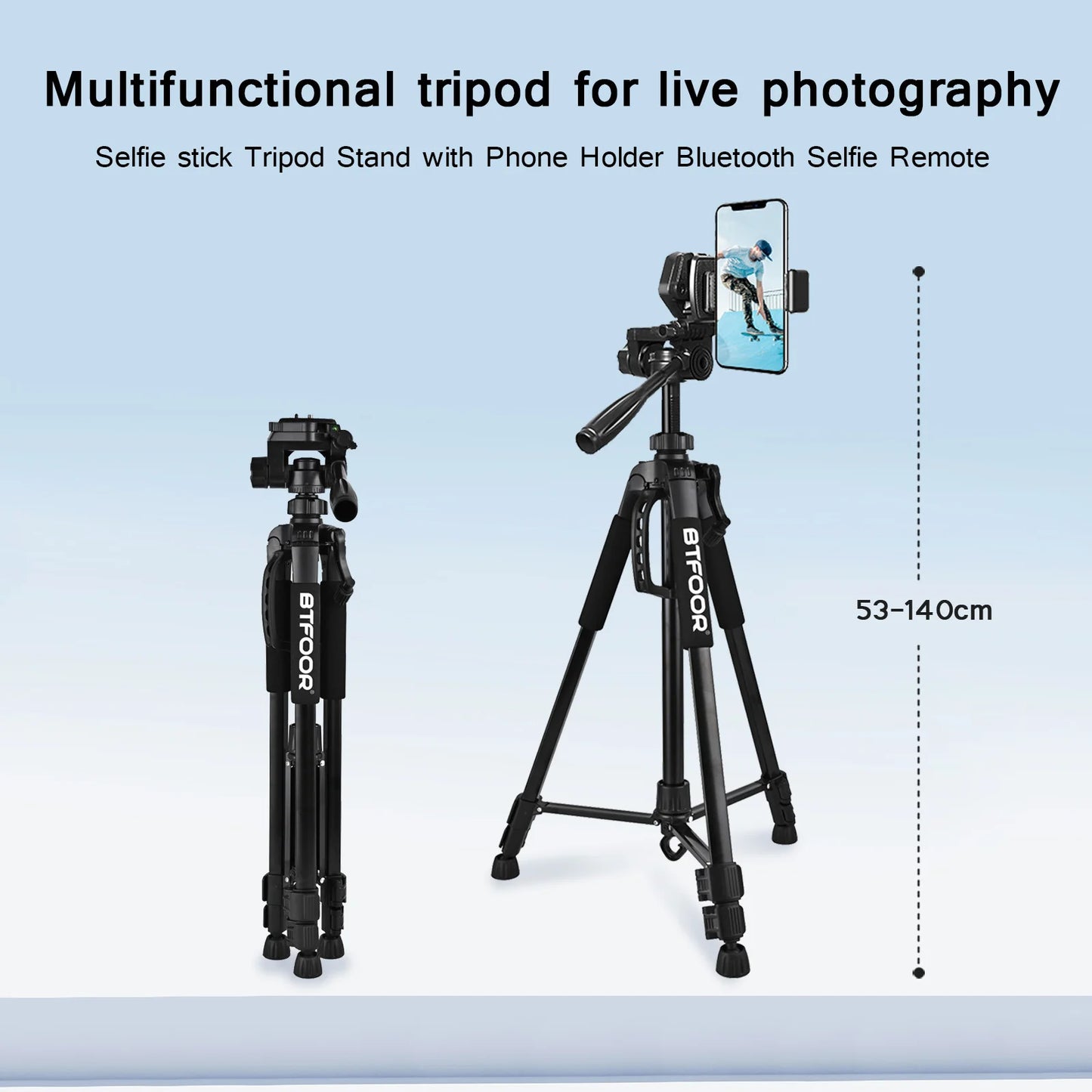 BTFOOR Camera And Phone Tripod 140CM